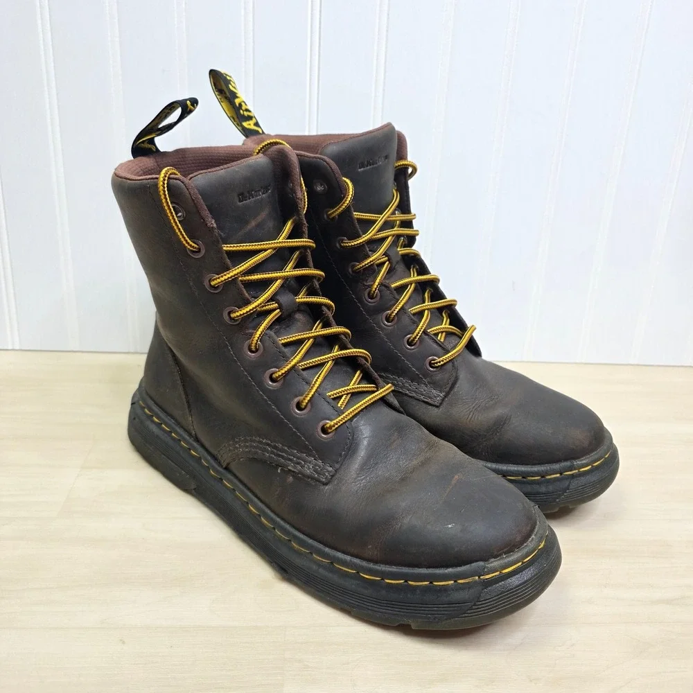 Dr. Martens Crewson Dark Brown Leather 8-Eye Lace Up Boots Mens 9 Womens 10